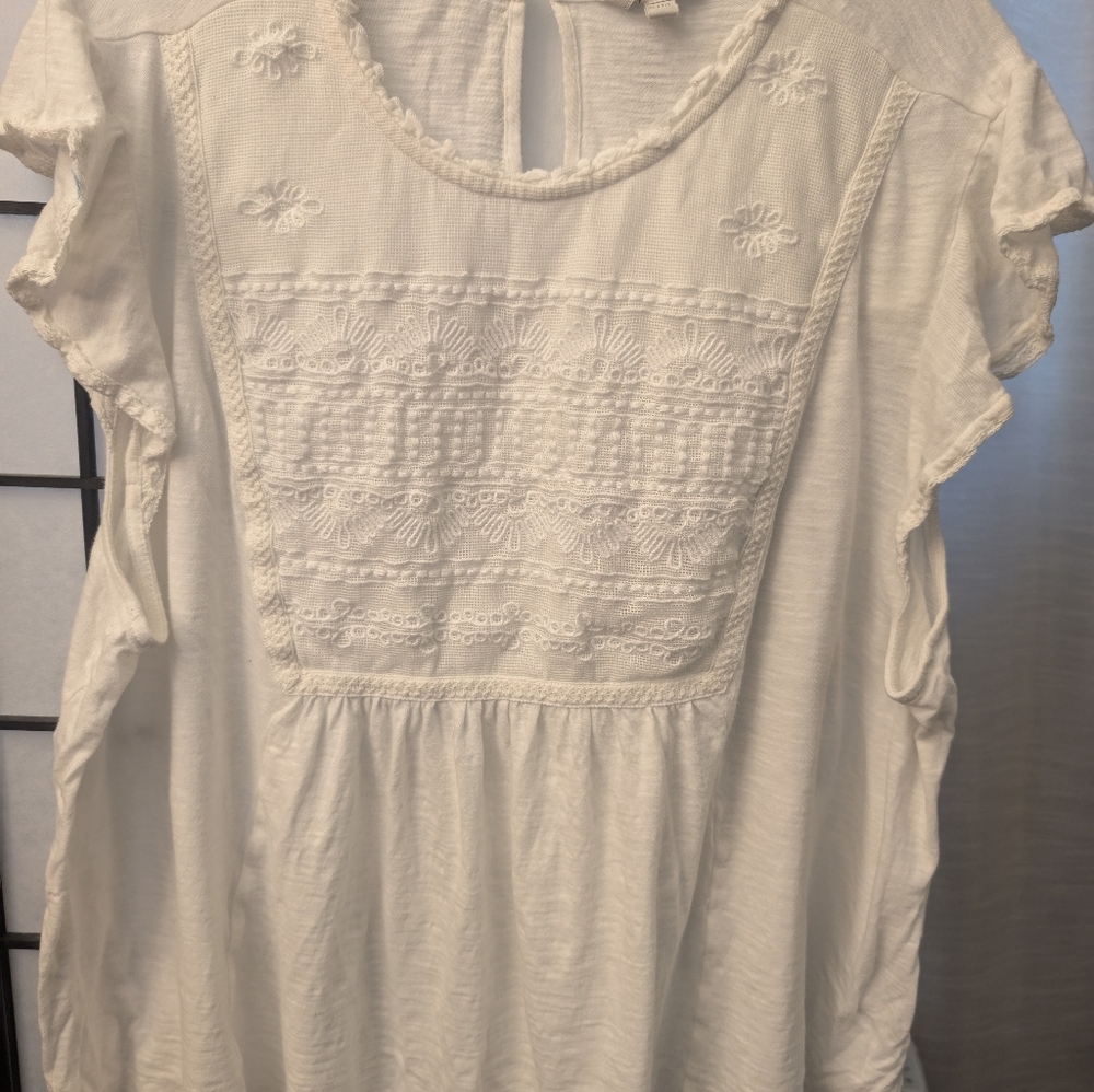 Lucky Brand white Flutter Sleeves - Picture 9 of 10